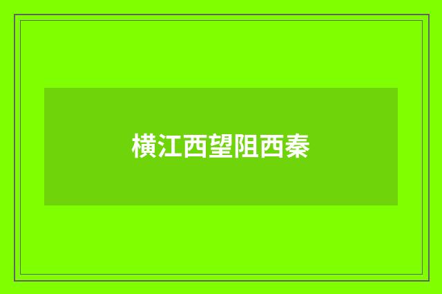 横江西望阻西秦