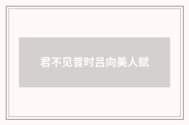 君不见昔时吕向美人赋