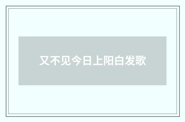 又不见今日上阳白发歌