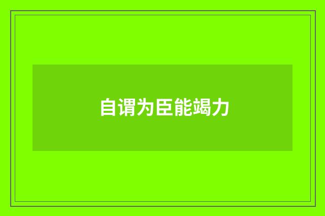 自谓为臣能竭力