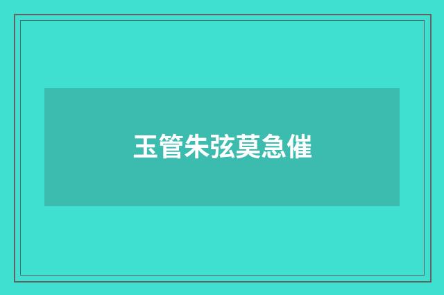 玉管朱弦莫急催