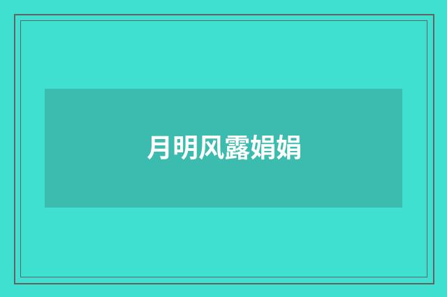 月明风露娟娟