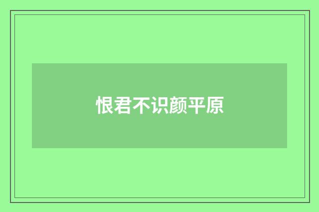 恨君不识颜平原