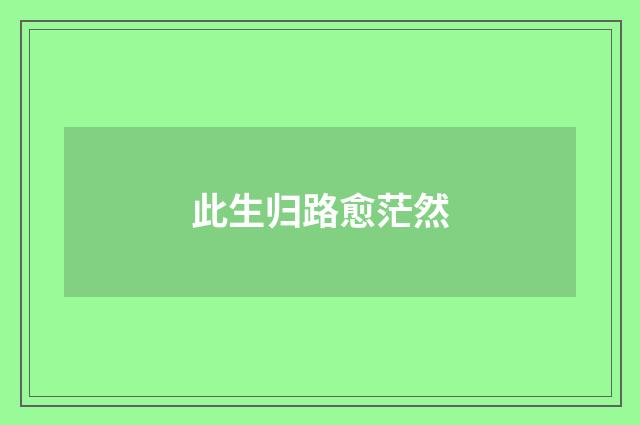 此生归路愈茫然