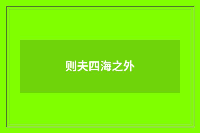 则夫四海之外