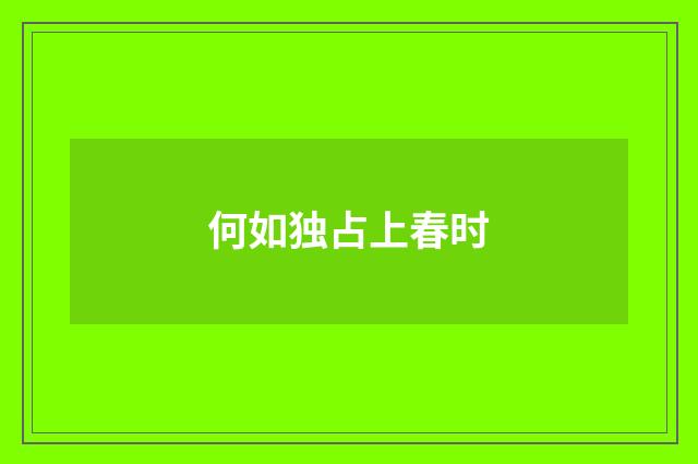 何如独占上春时