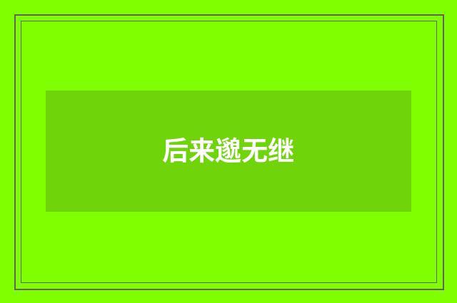 后来邈无继