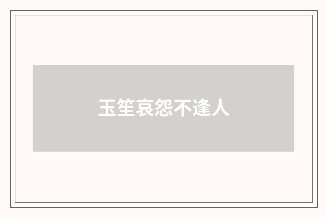 玉笙哀怨不逢人