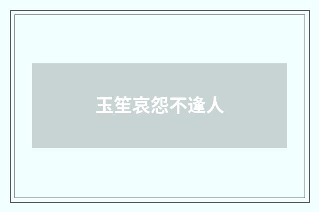 玉笙哀怨不逢人