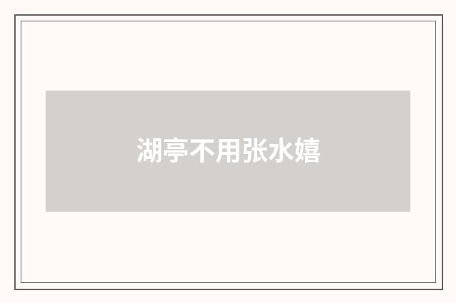 湖亭不用张水嬉