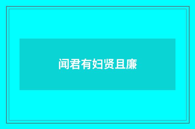 闻君有妇贤且廉