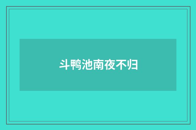斗鸭池南夜不归