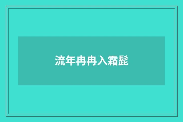 流年冉冉入霜髭