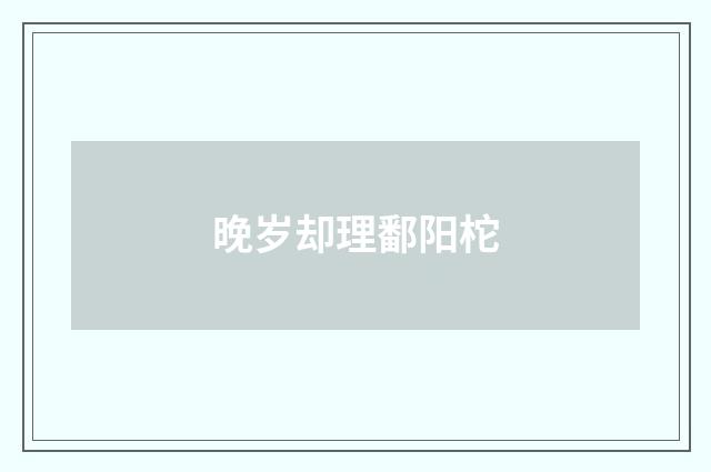 晚岁却理鄱阳柁