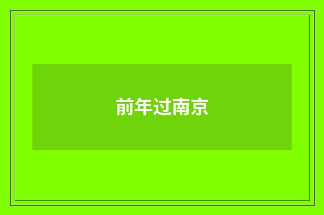 前年过南京