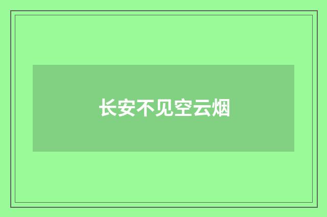 长安不见空云烟