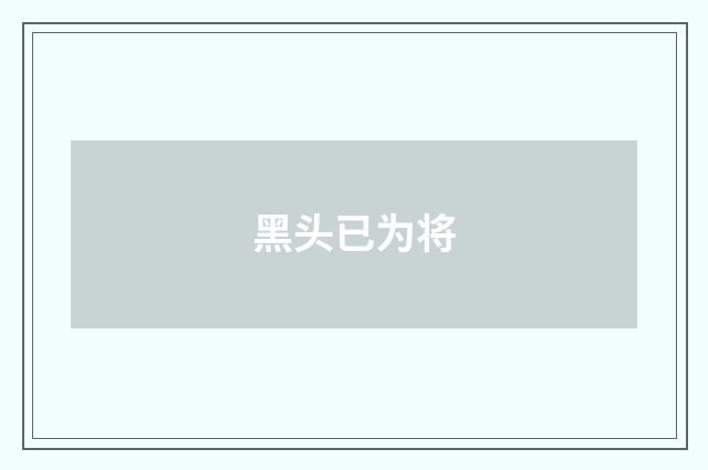 黑头已为将