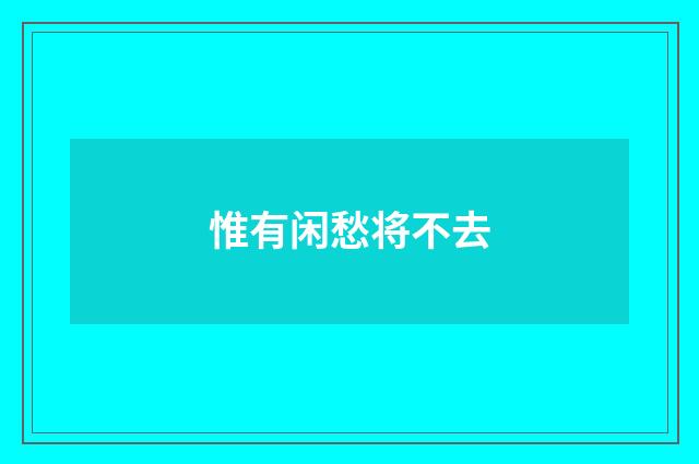 惟有闲愁将不去
