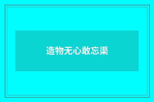 造物无心敢忘渠