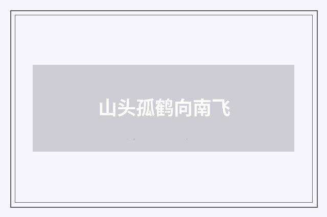山头孤鹤向南飞