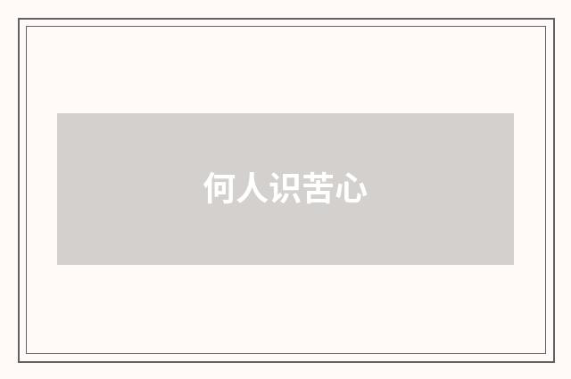 何人识苦心