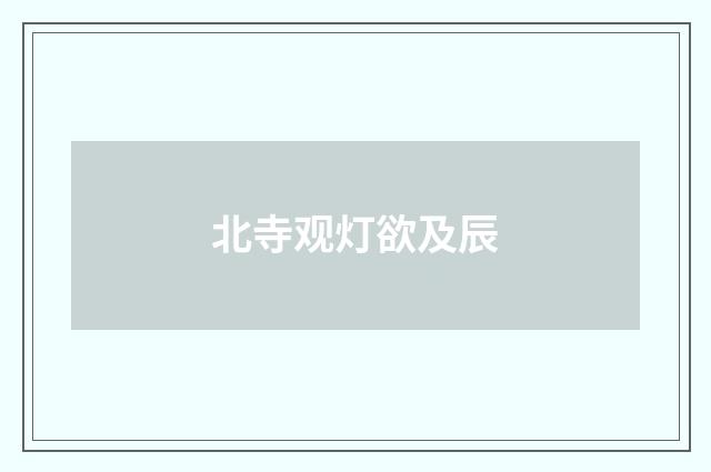 北寺观灯欲及辰