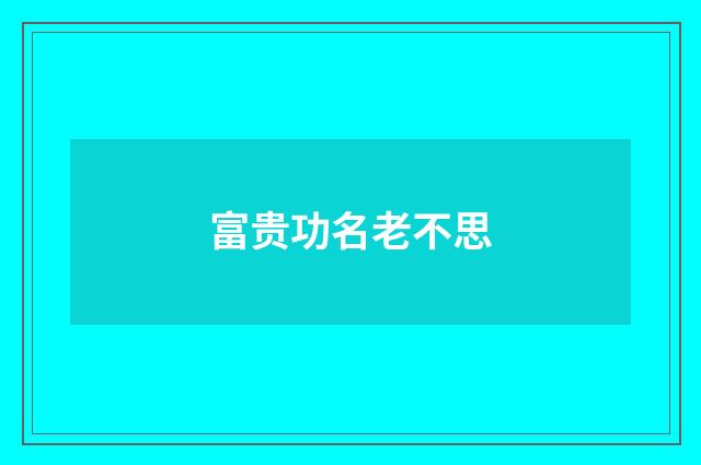 富贵功名老不思