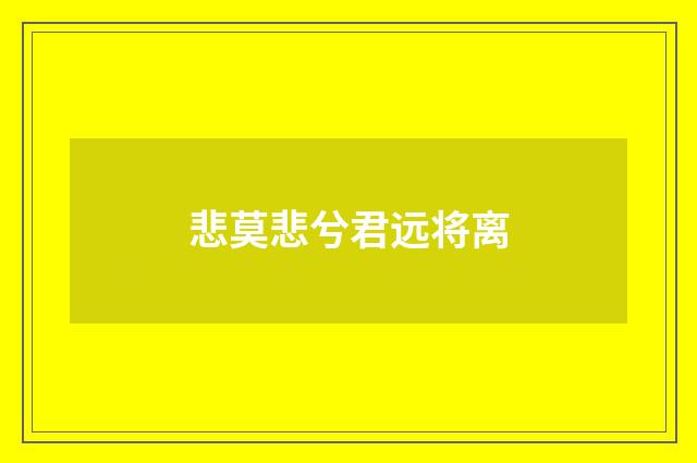 悲莫悲兮君远将离