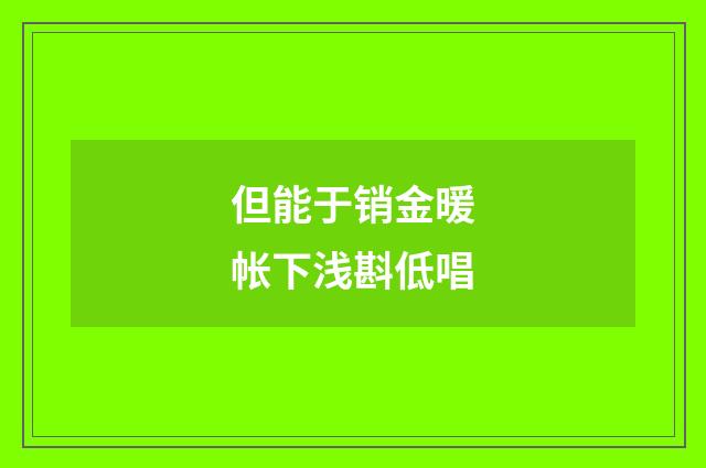 但能于销金暖帐下浅斟低唱