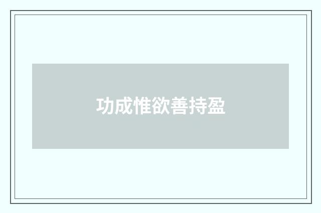 功成惟欲善持盈