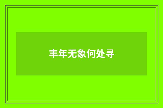 丰年无象何处寻