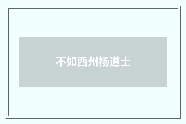 不如西州杨道士