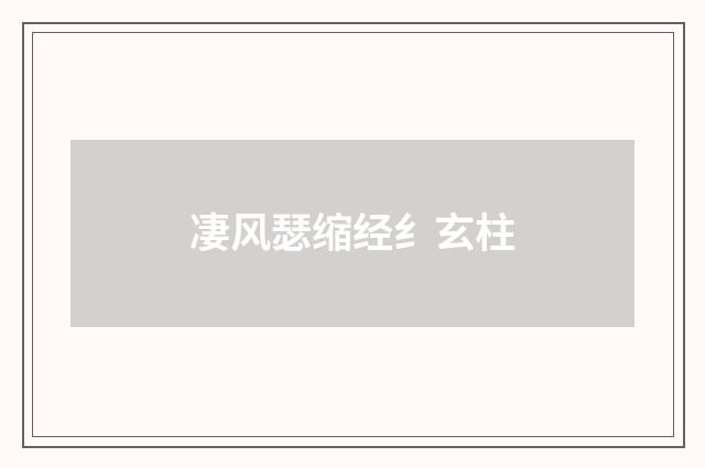 凄风瑟缩经纟玄柱