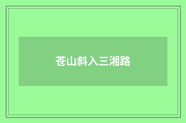 苍山斜入三湘路