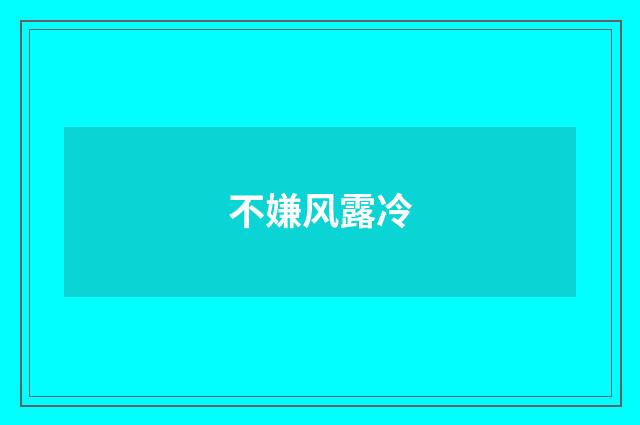 不嫌风露冷