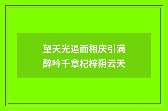 望天光退而相庆引满醉吟千章杞梓阴云天