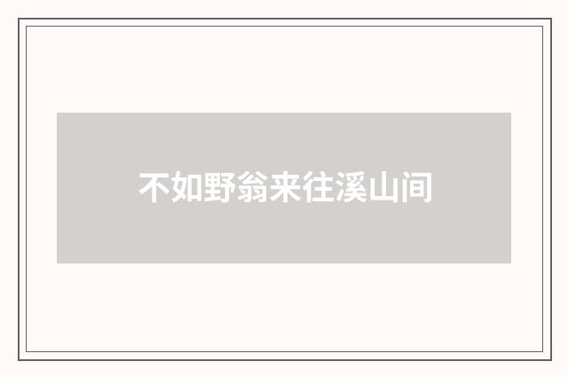 不如野翁来往溪山间