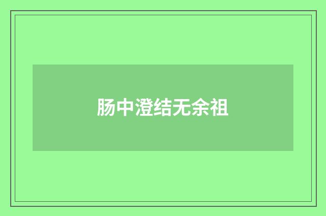 肠中澄结无余祖