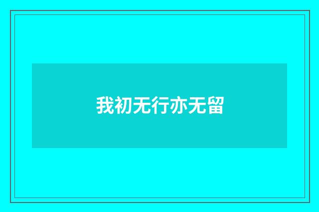 我初无行亦无留