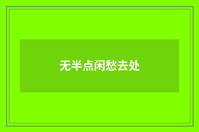 无半点闲愁去处