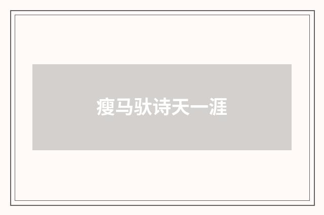 瘦马驮诗天一涯