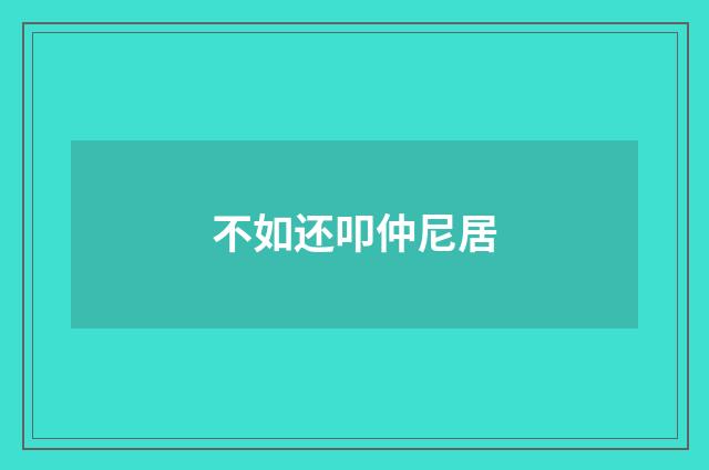 不如还叩仲尼居