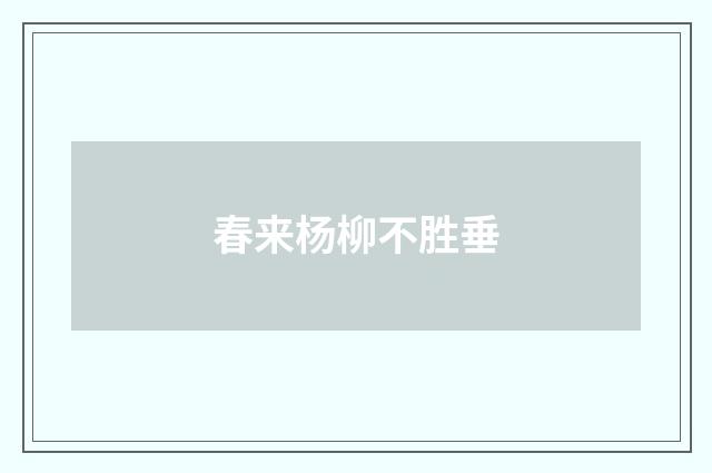 春来杨柳不胜垂