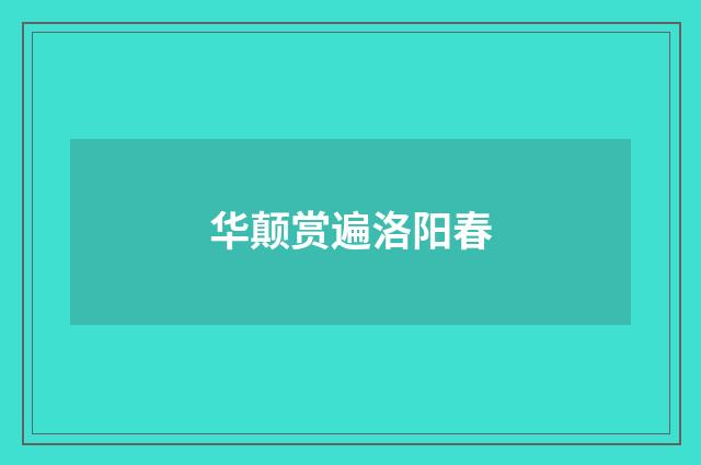 华颠赏遍洛阳春
