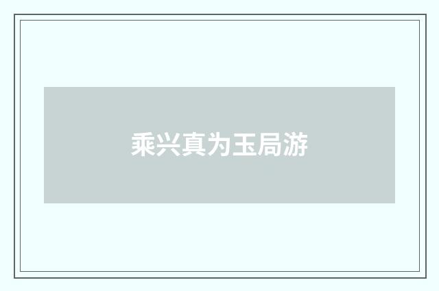 乘兴真为玉局游