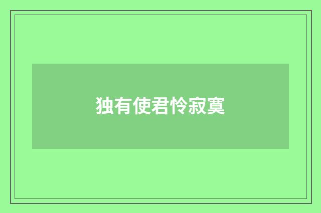 独有使君怜寂寞