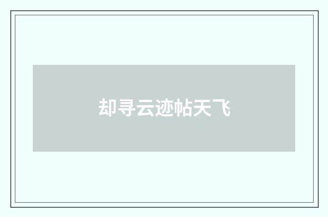 却寻云迹帖天飞