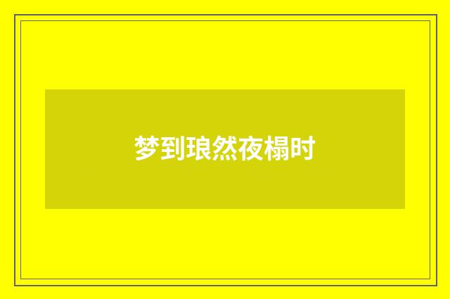 梦到琅然夜榻时