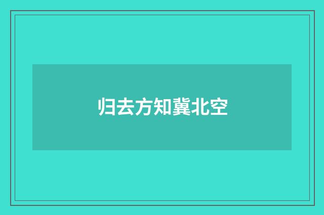 归去方知冀北空