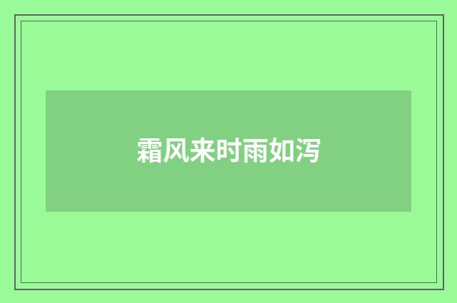 霜风来时雨如泻
